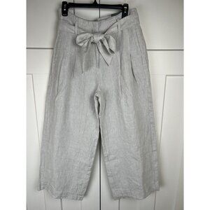 NWT Chico’s 100% Linen Fly Front Pleated Pants Dove Gray Women's Size 8 Petite